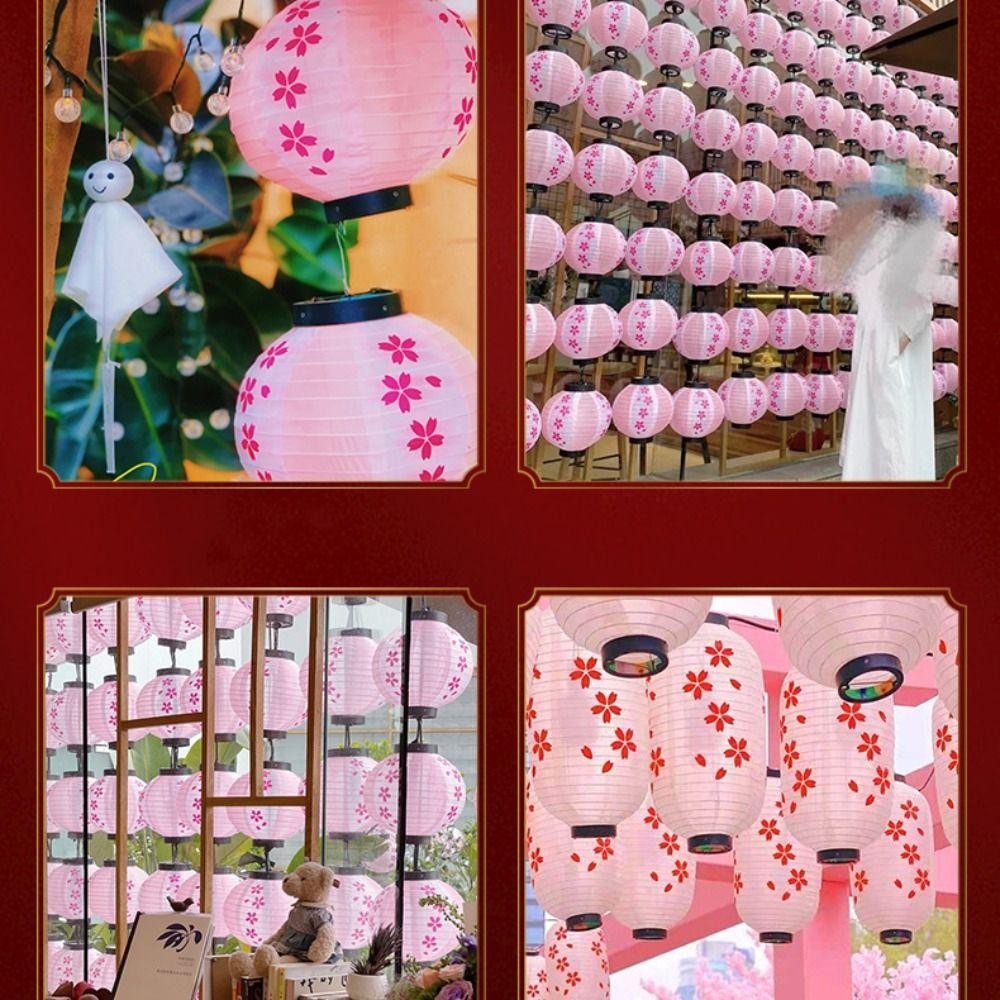 ฟิวชั่นบาย โคมไฟแตงโมฤดูหนาว,ดอกซากุระพิมพ์โคมไฟแขวนแบบใช้ซ้ําได้,ร้านอาหารโคมไฟเทศกาลสร้างสรรค์ทรงกลมกันน้ําสไตล์ญี่ปุ่น