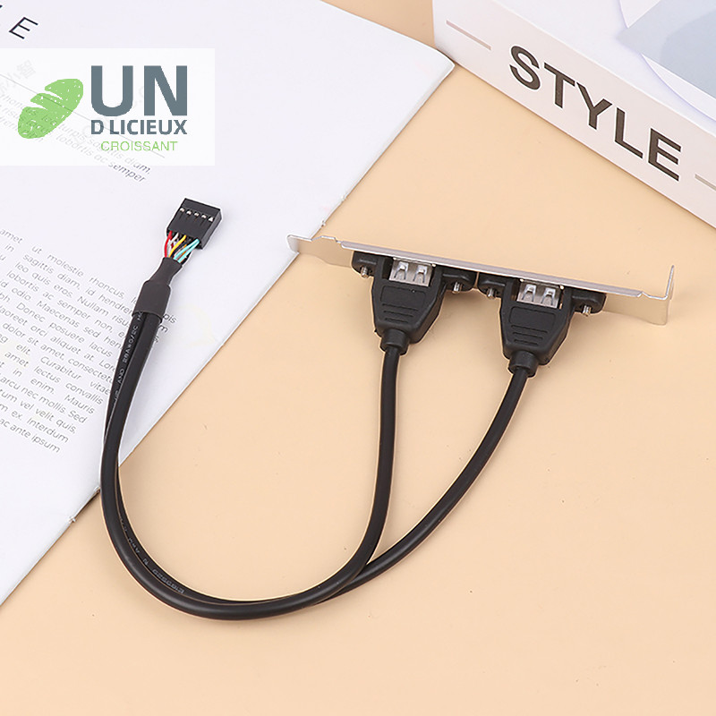 ดี 30 ซม.สีดํา 2 พอร์ต USB 2.0 เมนบอร์ดแผงด้านหลังขยายไปยัง IDC 9 พินเมนบอร์ดสาย USB อะแดปเตอร์โฮสต์ได้ดี