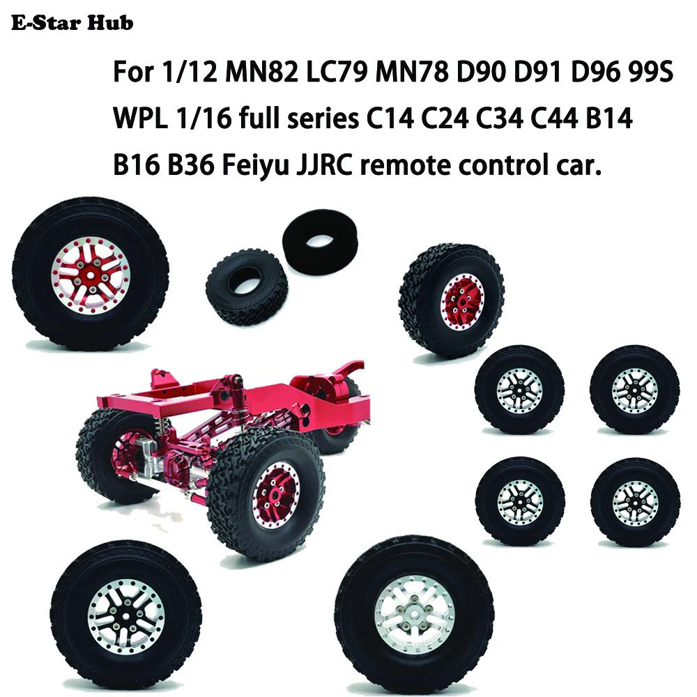 4wd ยาง Clamp ล้อสําหรับ 1/12 MN82 LC79 MN78 D90 D91 D96 99S WPL อุปกรณ์เสริมอะไหล่อัพเกรด Rc รุ่น Crawler รถรถบรรทุก BUGGY