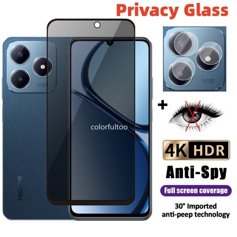 Realme C63 2024 กระจกนิรภัยส่วนตัว Anti-Spy คลุมทั้งหมดปกป้องหน้าจอ Anti Peek ฟิล์มความเป็นส่วนตัวสํ