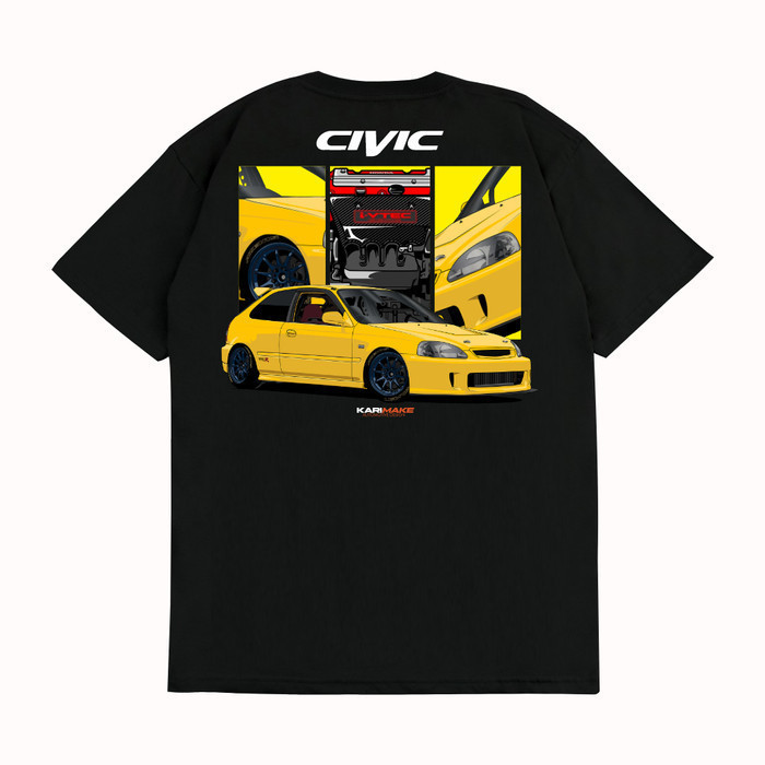 👕 【HOT】 KARIMAKE Kaos Baju Mobil HONDA CIVIC FERIO EK9 TYPE R JDM V2 เสื้อยืดผู้ชาย