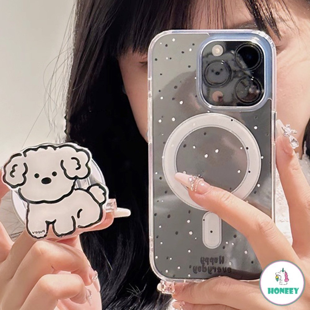 เคสโทรศัพท์มือถือ TPU แข็ง แบบแม่เหล็ก กันกระแทก ลายการ์ตูนลูกสุนัขน่ารัก สําหรับ Iphone 11 15 14 Pro Max 12 13 Promax XR XS Max 7Plus 8Plus