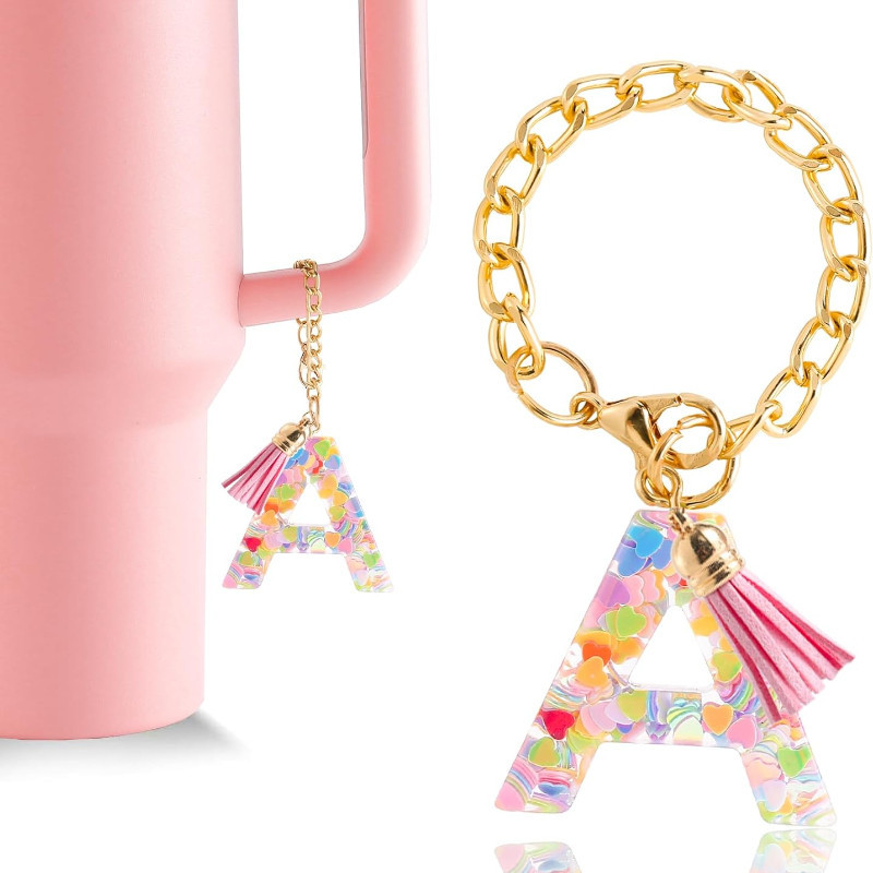 Sugaw Letter Charm อุปกรณ์เสริมสําหรับ Tumbler IceFlow น้ําขวดจี้ 1 PCS น่ารักเริ่มต้นพวงกุญแจ Handle Charm สําหรับ Stanley Tumbler