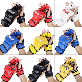COD👊นวมชกมวย MMA นวมครึ่งนิ้ว ฟองน้ำหนา 3 ซม. ถุงมือต่อสู้ ฝึกซ้อมมวย อุปกรณ์ชกมวย (1 คู่)