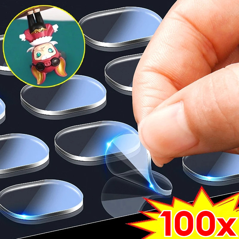 100 ชิ้นแผ่นกาวสองหน้าโปร่งใสไม่มีรอยต่อกาวแพทช์สําหรับ ทําเอง กล่องตาบอดภูมิทัศน์ตุ๊กตาเท้าคงที่สติกเกอร์