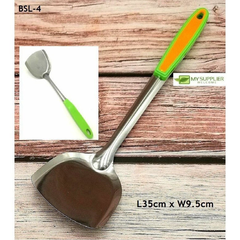 BSL-4 ไม้พายเหล็กมาตรฐานด้ามเขียว L34xW10xH1.5cm