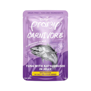[ยกโหล 12 ซอง][8แบบ] Pramy Carnivore อาหารเปียกแมว เกรดพรีเมี่ยม กลูเตนฟรี ขนาด 70g