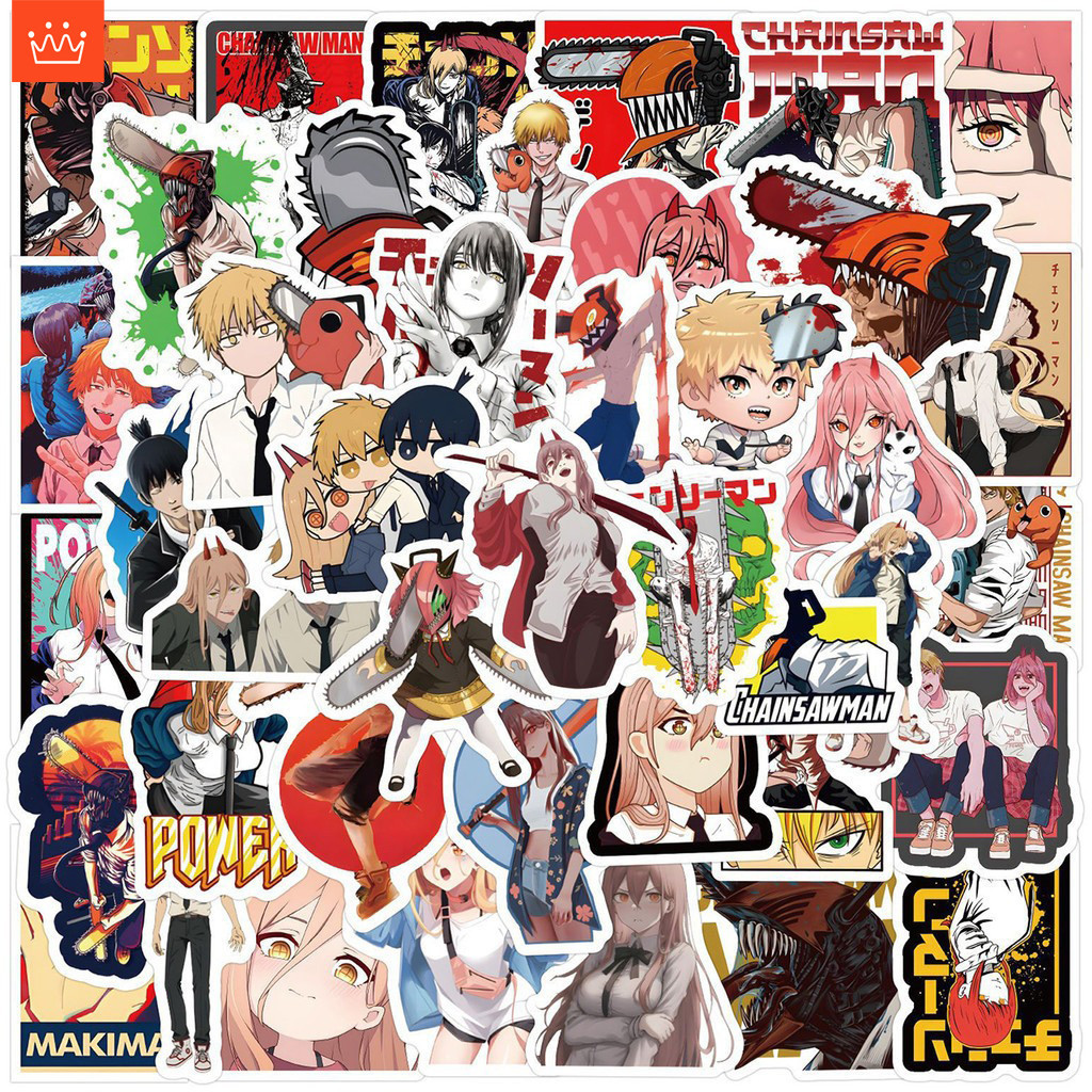 ชุดสติ๊กเกอร์ Chainsaw Man ชุดสติกเกอร์กราฟฟิตีกันน้ำอะนิเมะ, 62 แผ่น/ชุด