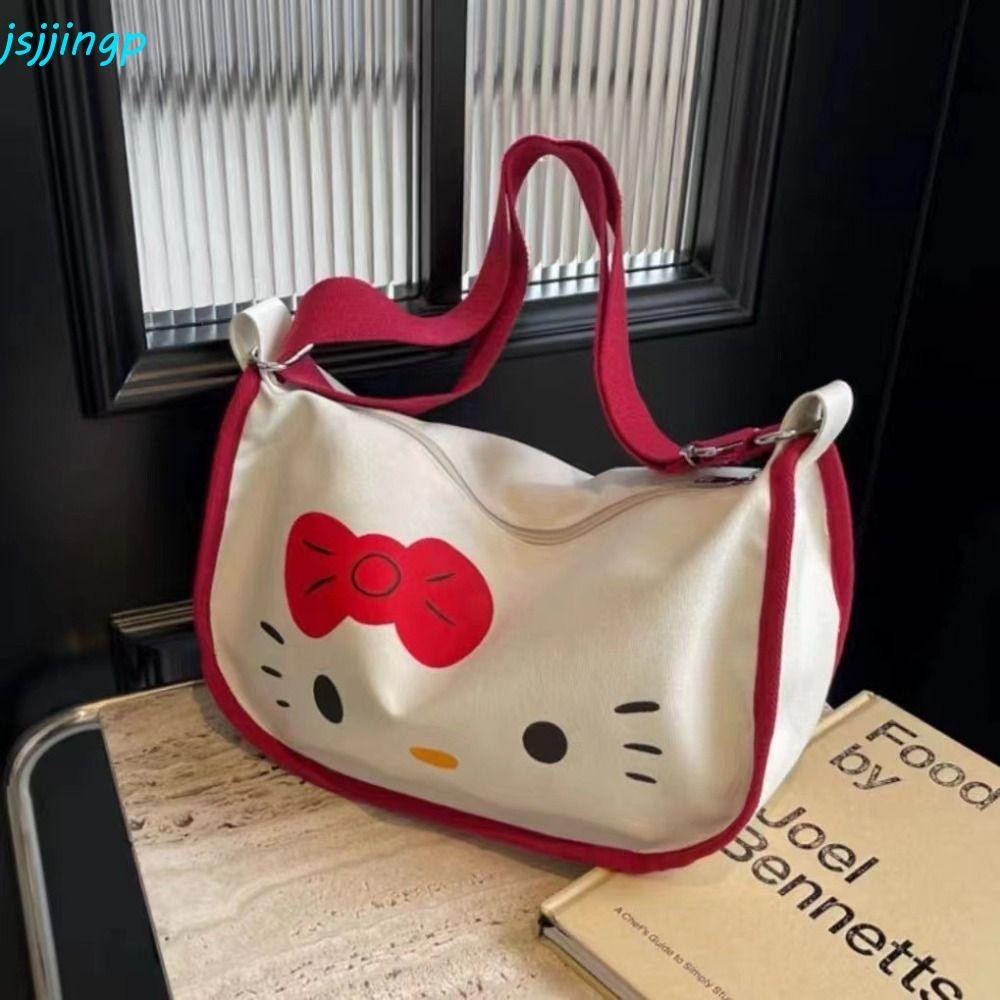 Jsjjingp Pochacco กระเป๋าสะพาย, การ์ตูน Kawaii Kitty Crossbody กระเป๋า, กระเป๋าถือลําลองขนาดใหญ่ความจุ Commute Cat Messenger กระเป๋านักเรียน
