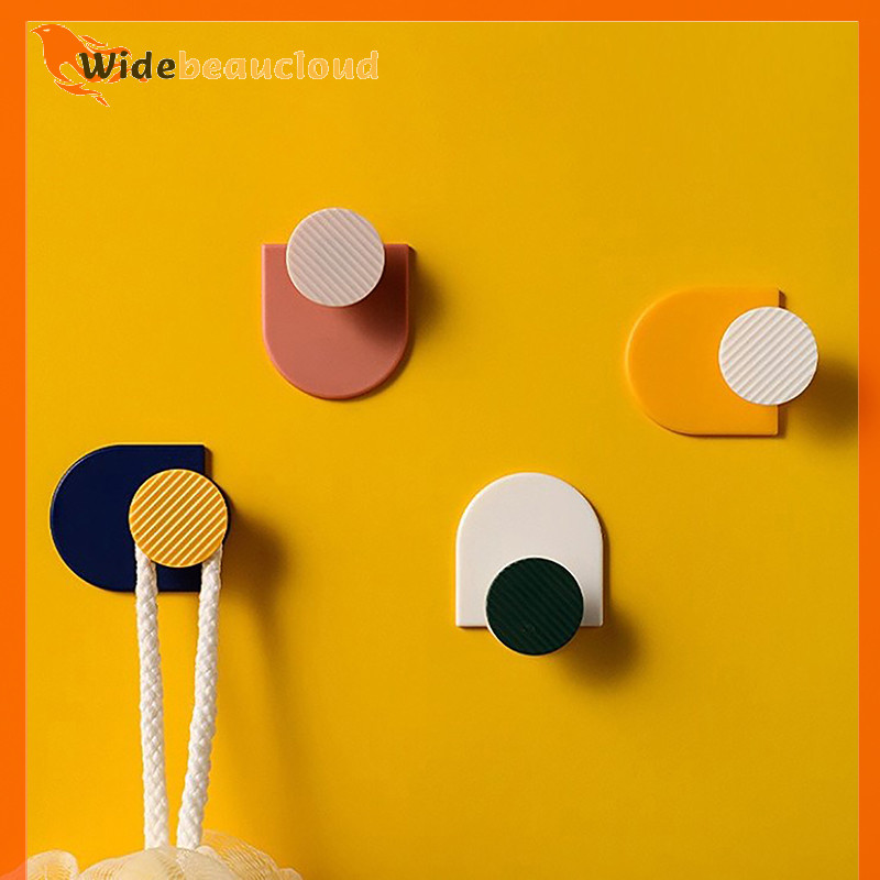Widebeaucloud 4 ชิ้นไม้แขวนติดผนัง Self กาวคีย์ Coat Holder ห้องนั่งเล่นห้องน้ํา Hooks แขวนพลาสติก Organizer Nice