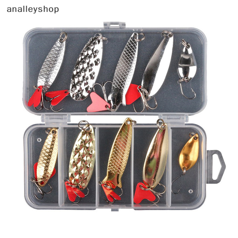 [Analleyshop] 10 ชิ้นตกปลาช้อนโลหะชุดล่อชุดทองเงินเหยื่อเลื่อม Spinner [th]