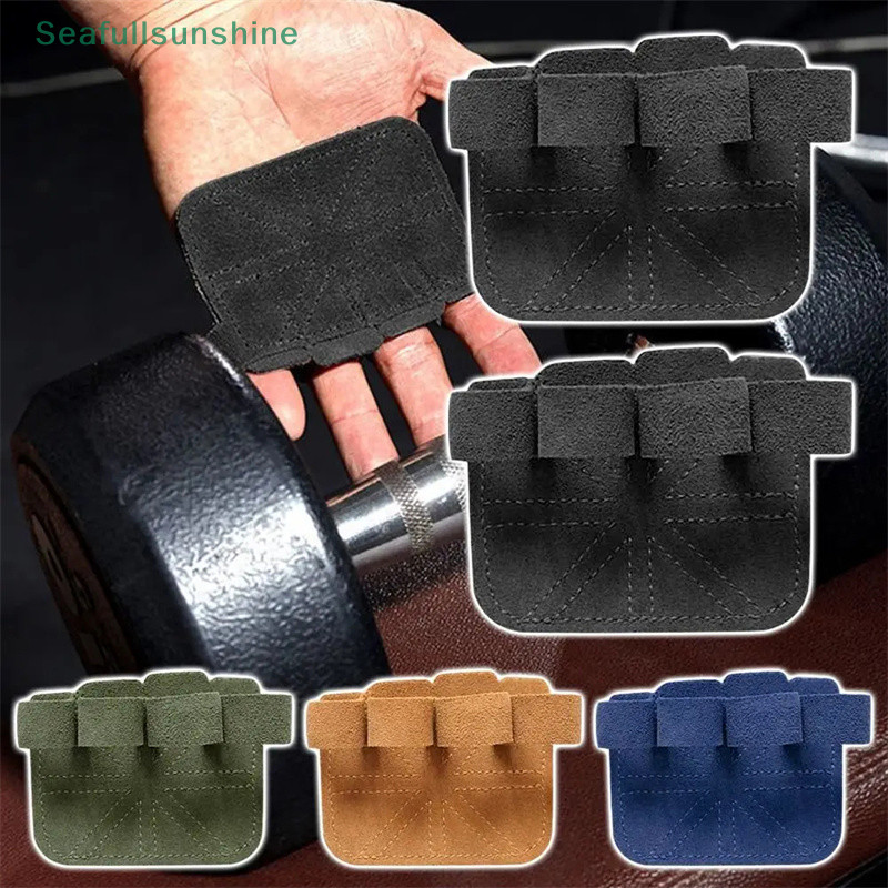 Seaf > 1 คู ่ หนังวัวน ้ ําหนัก Lifg การฝึกอบรมถุงมือฟิตเนสกีฬายิมนาสติก Grips ดึง Ups ออกกําลังกาย Anti-Slip Palm Pad ดี