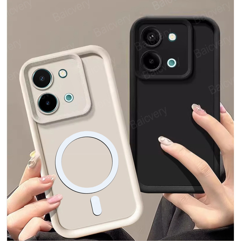 Vivo Y28 4G V2352 / VIVO Y28 5G V2315 ปลอกแฟชั่นคุณภาพสูงสีสันสดใส TPU ซิลิคอนแม่เหล็กไร้สายชาร์จเต็มป้องกันกรณี