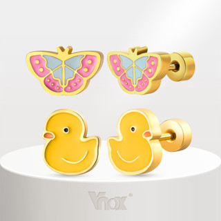 VNOX วีน็อกซ์ 18เค ขนาดเล็กน่ารักต่างหูสตั๊ดสําหรับวัยรุ่นเด…
