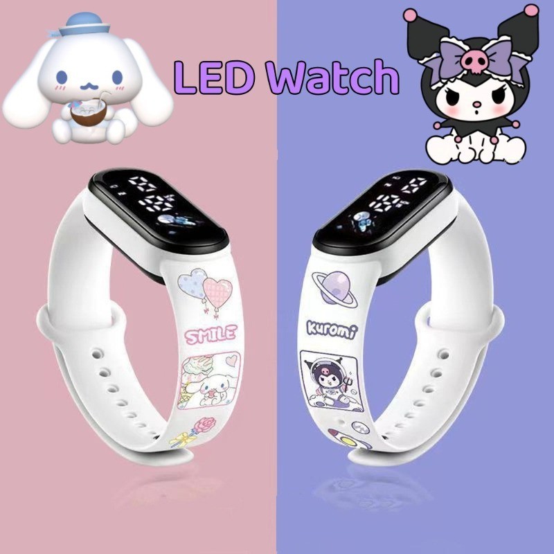 Sanrio Kuromi Pacha สุนัขเด ็ กนักเรียนนาฬิกาสไตล ์ Ins กีฬากันน ้ ําส ่ องสว ่ าง LED นาฬิกาอิเล ็ กทรอนิกส ์