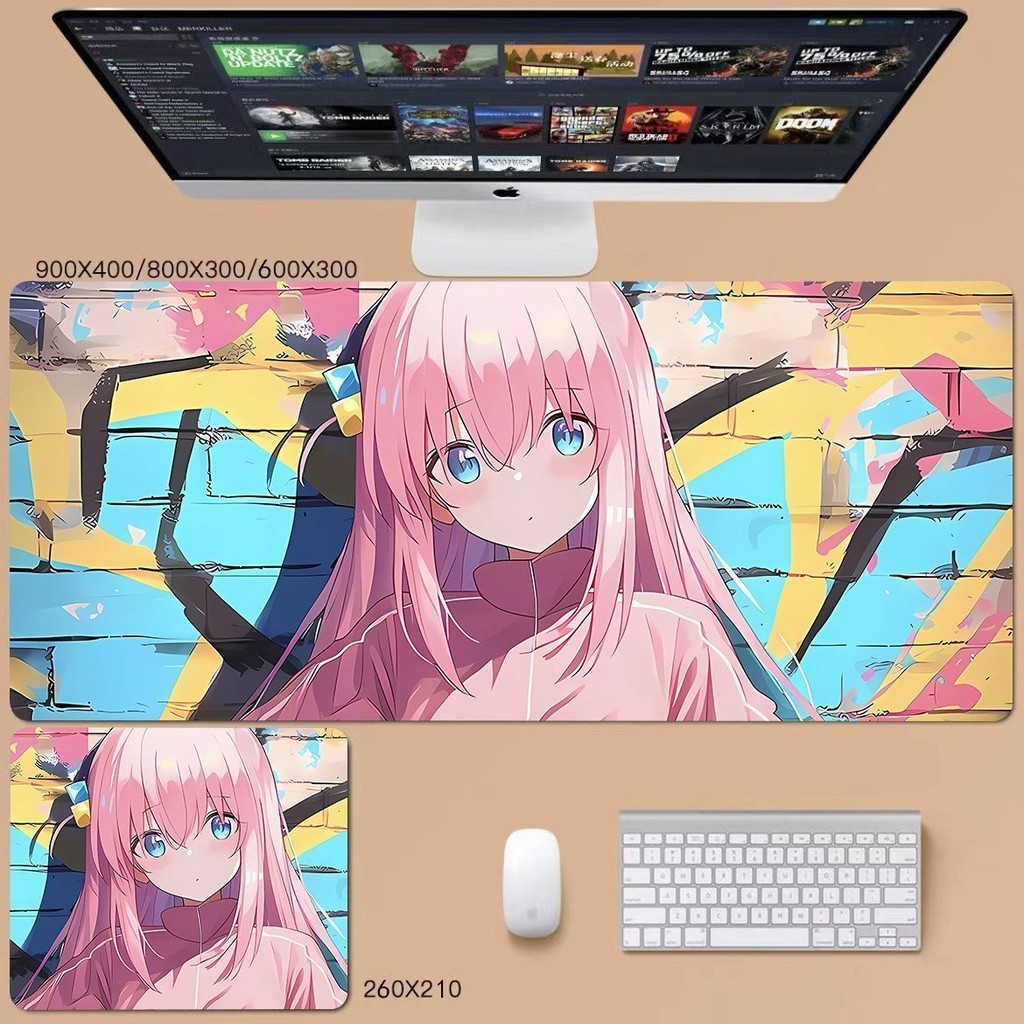 Bocchi the rock แผ่นรองเมาส์ขนาดใหญ่อะนิเมะสองมิติสําหรับเล่นเกมแป้นพิมพ์ Pad Desk Pad คอมพิวเตอร์ Pad