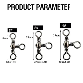 50 ชิ ้ นตกปลา 3 ทางหมุน 44-66LB สามทางหมุน Cross Line Connector สําหรับปลาดุก Rig ตกปลาหมุนตกปลา Tackle