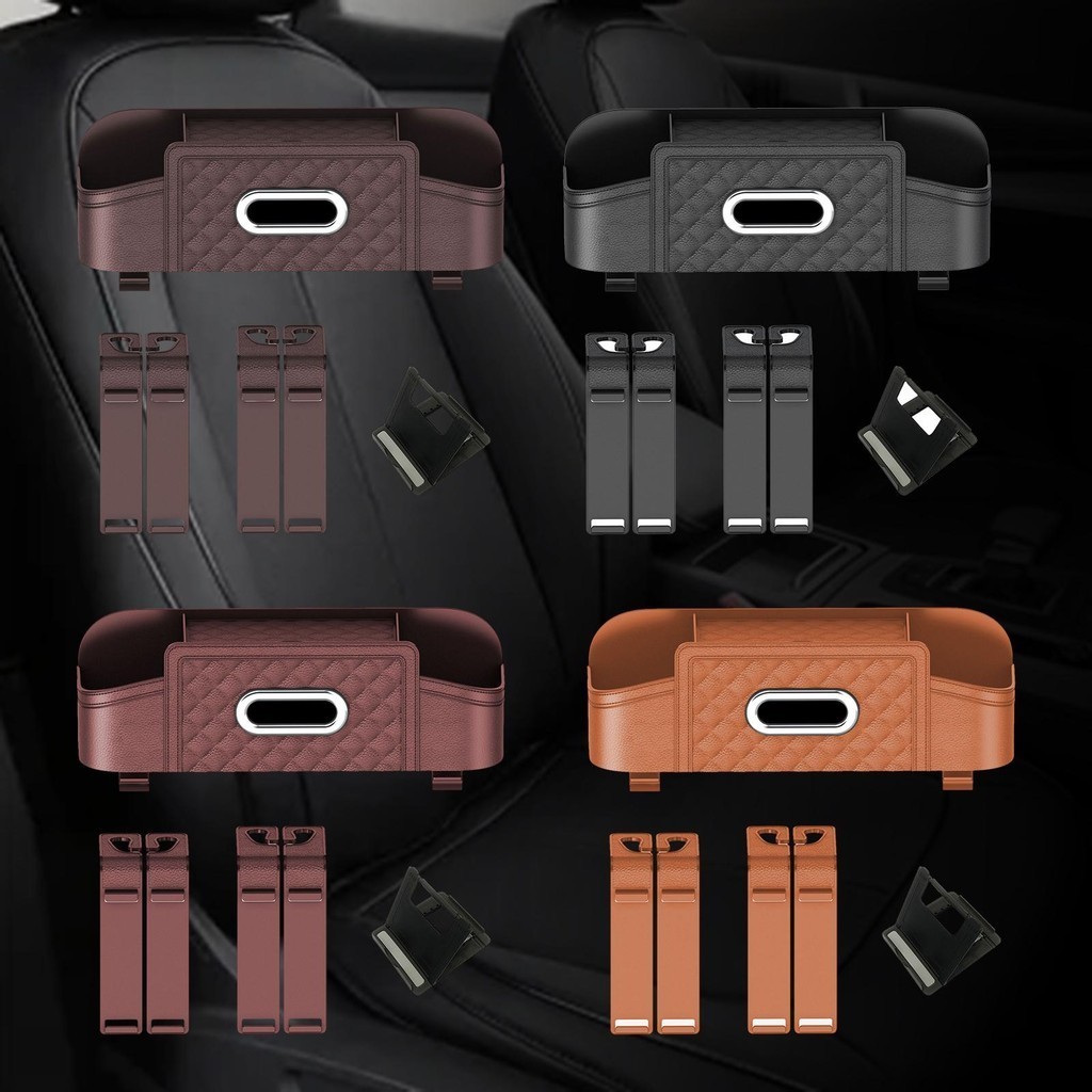 [fareastTH] หนัง PU รถเบาะหลัง Organizer กล ่ องกระดาษทิชชูตกแต ่ งภายในรถยนต ์ ที ่ วางแก ้ วแขวนพนักพิงศีรษะเบาะหลัง Organizer