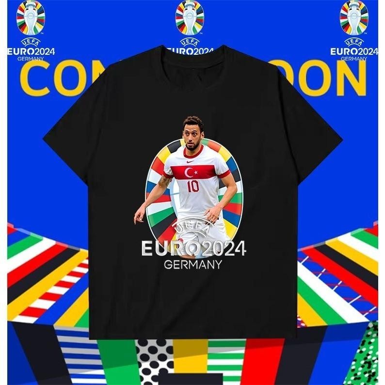 2024 UEFA European Championship&Hakan Çalhanoğlu พิมพ์ผ้าฝ้าย การแข่งขันฟุตบอลยูโร แบบ Unisex S-5XL 