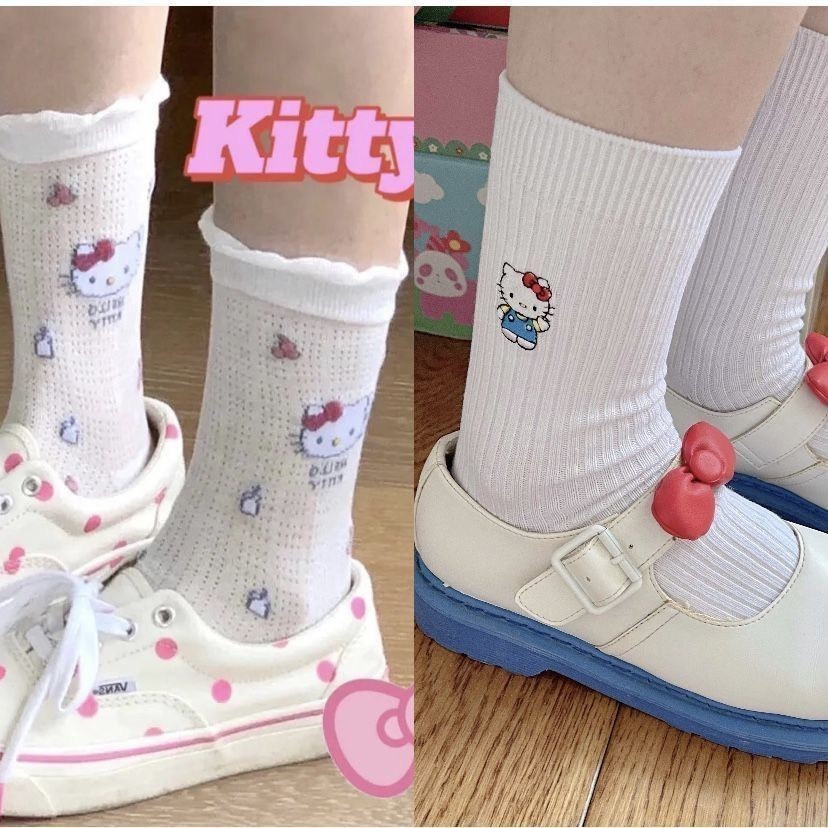 ถุงเท ้ า Hello Kitty น ่ ารักระบายอากาศได ้ ยาว