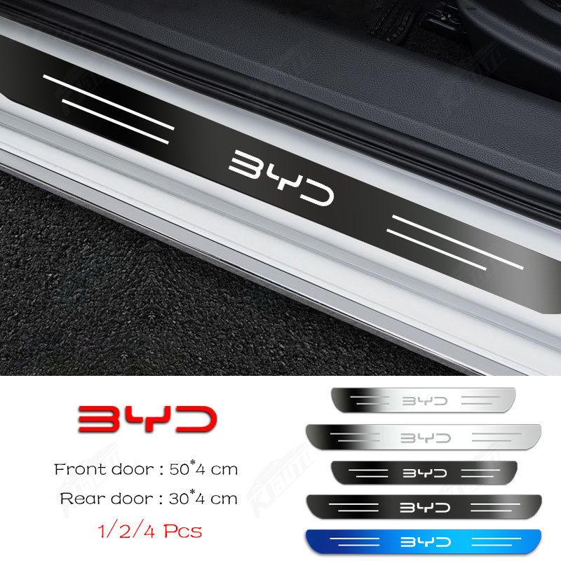 ✨Byd High-End ที ่ กําหนดเองโลหะ Sill Protector Scratch-Resistant Dirt-Proof สแตนเลสรถประตูสติกเกอร ์ อุปกรณ ์ ตกแต ่ งรถสําหรับ Atto 3 Dolphin