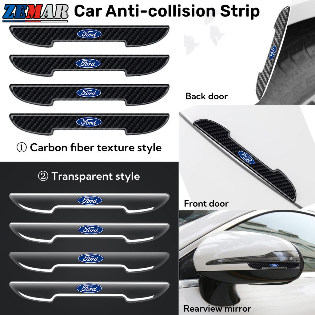 4 ชิ้น Ford แถบป้องกันการชนกันของประตู ป้องกันรอยขีดข่วน กันน้ํา ซิลิโคนกันกระแทกขอบประตูรถ​ for Ford Ranger Raptor Everest Fiesta Focus Mustang Escape Ecosport STI