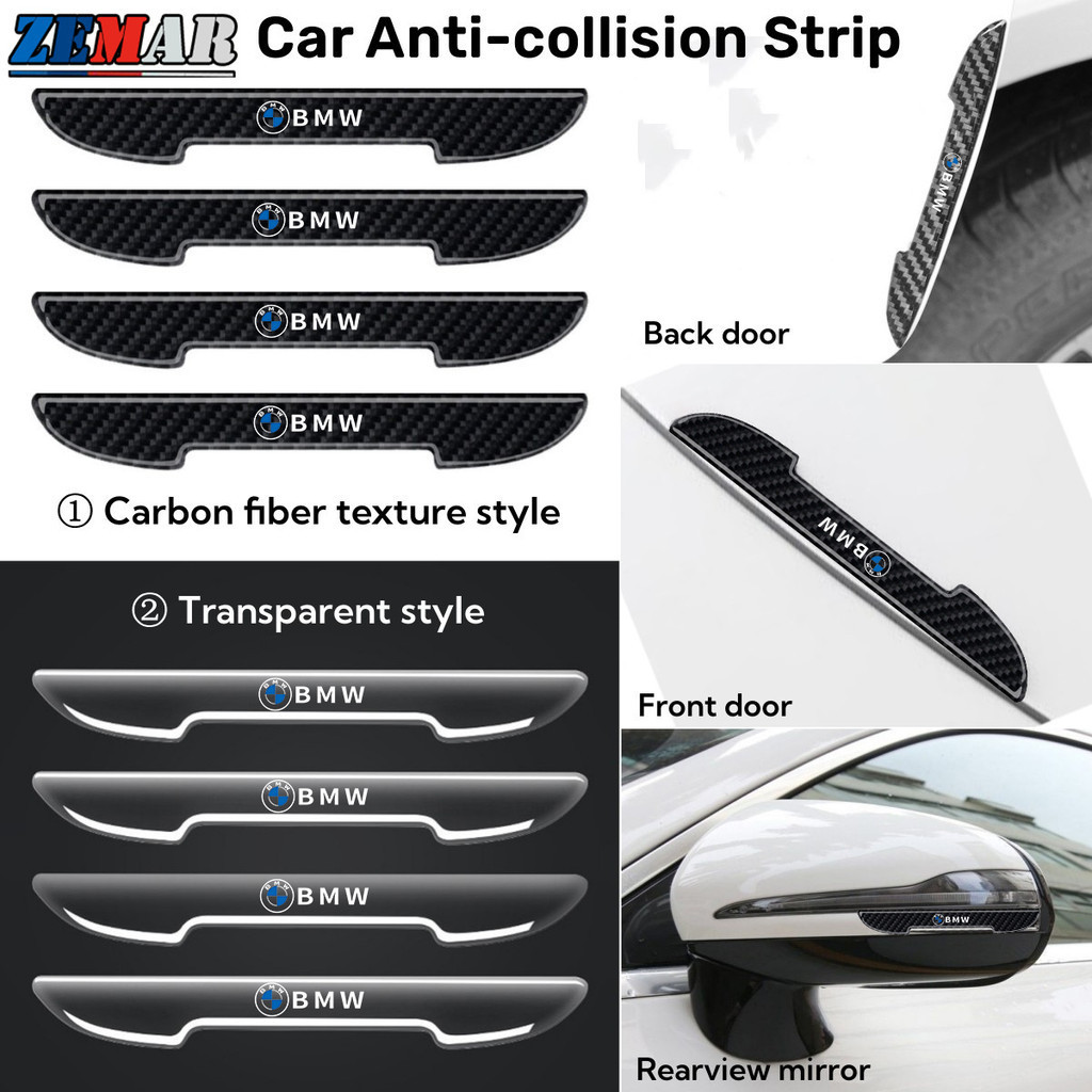 4 ชิ้น BMW รถประตู Anti-Collision Strip Auto Handle กระจกมองหลังสติกเกอร์กันชนใหม่คาร์บอนไฟเบอร์โปร่งใสเนื้อ Anti รอยขีดข่วนสติกเกอร์สําหรับ BMW E36 E46 E30 E90 F10 F30 E39 E