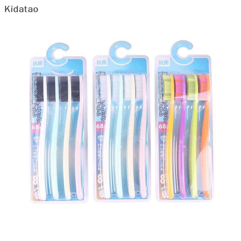 Kidatao 4 ชิ้นนุ่มขนาดใหญ่ยาวแปรงสีฟันแปรงทําความสะอาดช่องปากฟันไวท์เทนนิ่งใหม่
