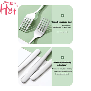 Ge ชุดช้อนส้อมสี่ชิ้นพร้อมกล่องสแตนเลสเกาหลีช้อนส้อมช้อนส้อมสับรูปร่างกล่อง Travelling Square