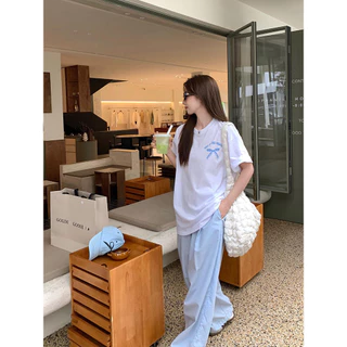 COD✅ (จัดส่งในกรุงเทพฯ) MAO Shop เสื้อยืด oversize - แฟชั่นโบว์สวยพิมพ์เสื้อยืดแขนสั้น เสื้อยืด y2k