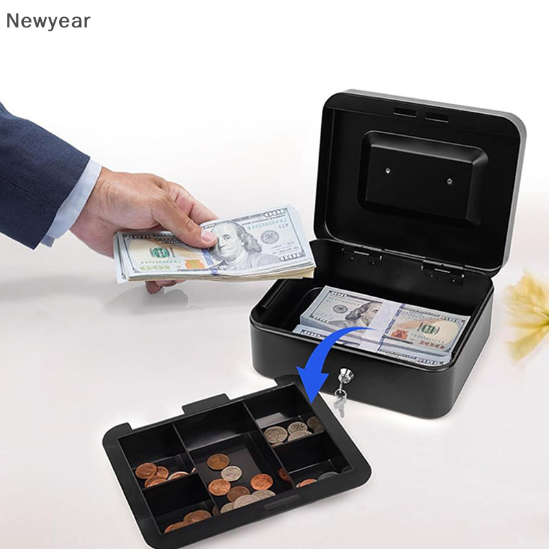 [Newyear] กล่องเงินสดโลหะ Mini Safe Lock Box Money Bank Metal Coin Bank Security Box Sturdy [TH]