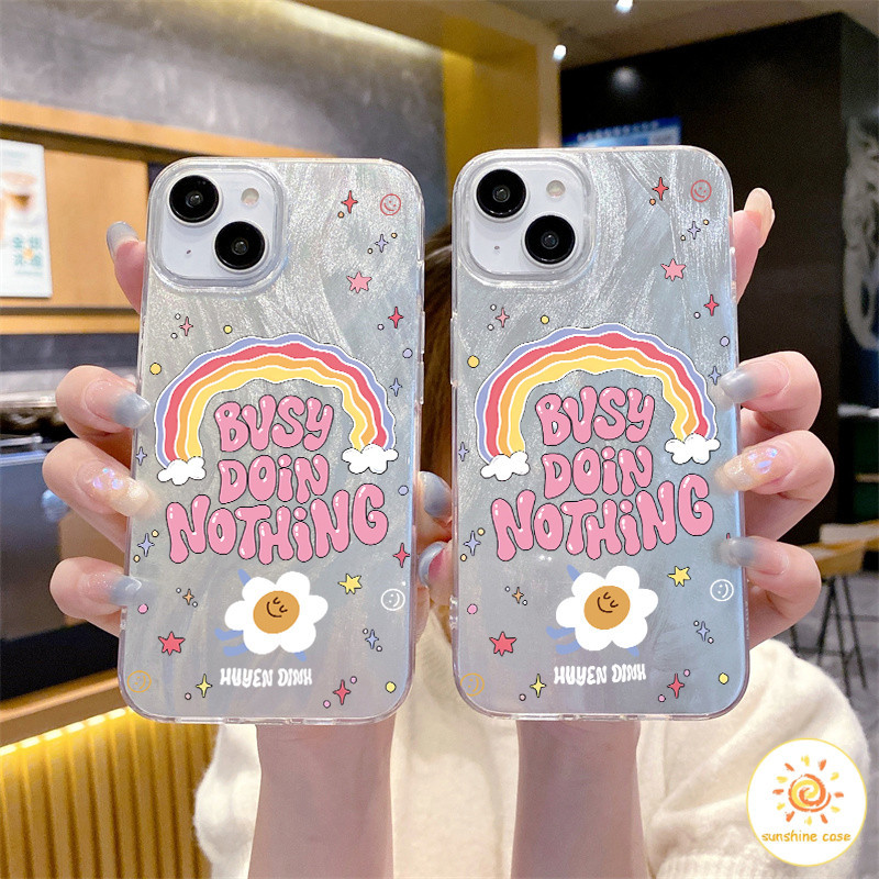 ใหม่เคสโทรศัพท์มือถือลายดอกไม้สีรุ้ง ไอโฟน11 For iPhone12 13 14 15 11Pro MAX X XS 7 8Plus SE2020เคสโทรศัพท์