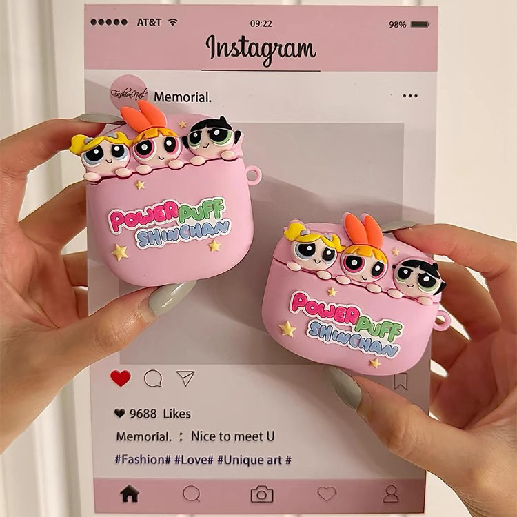 สาวการ์ตูนอะนิเมะสีชมพูเหมาะสําหรับ AirPods1 เคสป้องกัน AirPods Pro เคสหูฟัง Apple ไร้สายบลูทูธ Airpods2 ซิลิโคน Pro3 นุ่ม