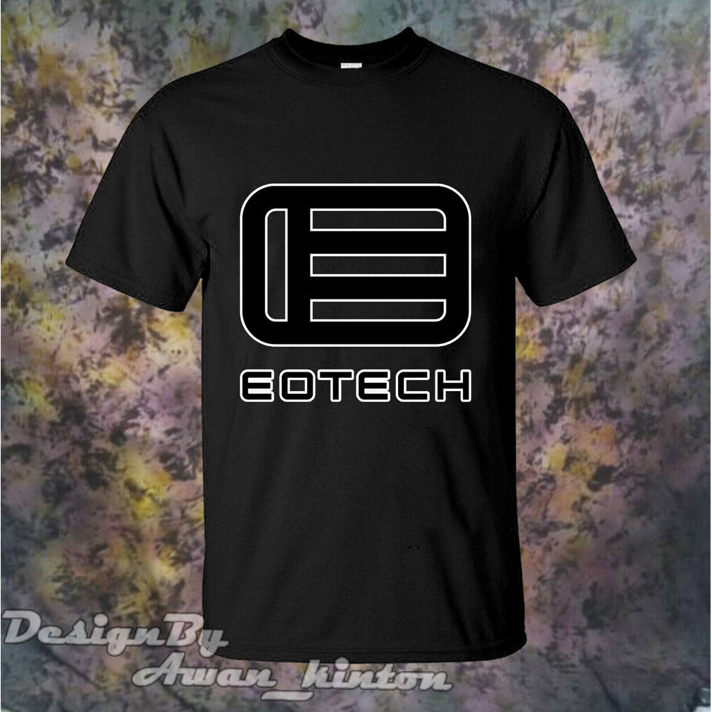 ดีพิมพ์เสื้อนุ่ม Eotech โลโก้ผู้ชาย Tshirt สีดํา
