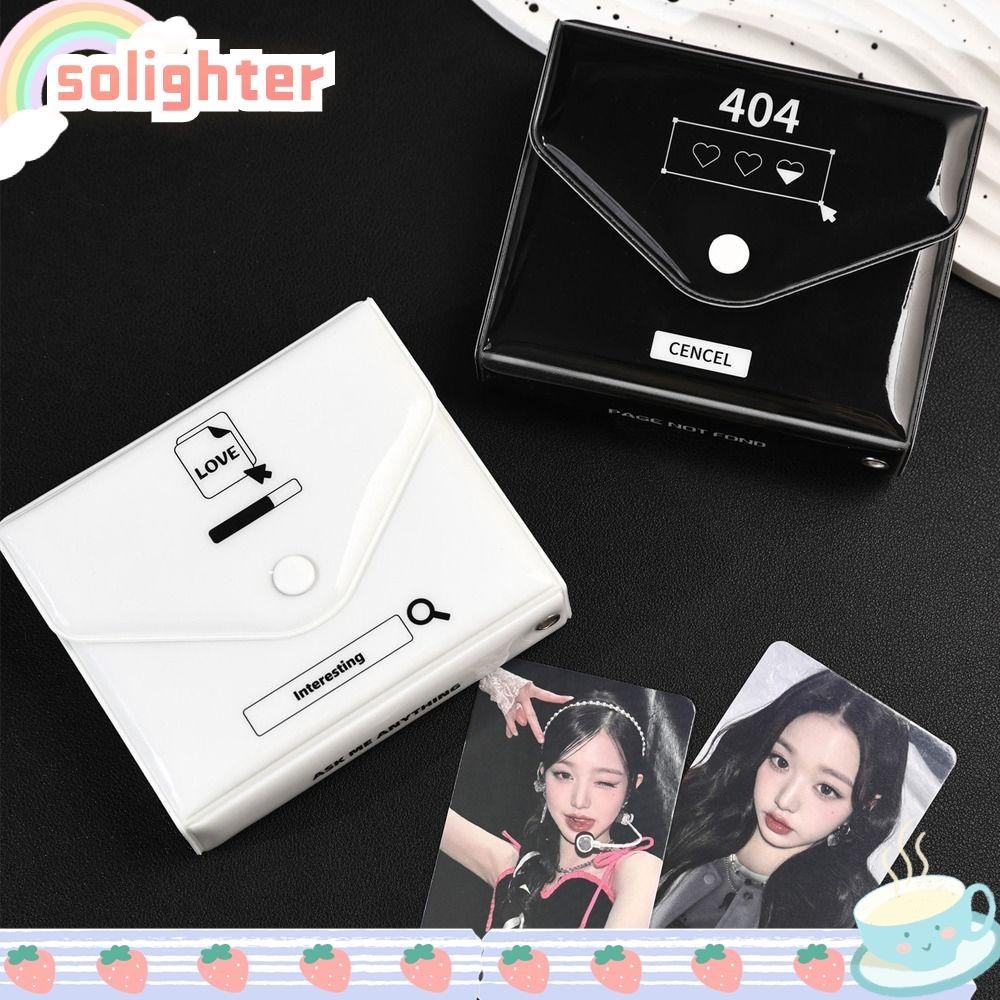 อัลบั้มรูป SOLIGHTER, กระเป๋าใส่การ์ดซองจดหมายสีดําและสีขาว 3 นิ้ว, PVC แบบพกพาคุณภาพสูง Creative Collection Book Idol Photo