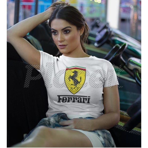 FERRARI Car Shirt NEW Durable Print (Unisex - Poly oversize เกาหลี สีขาว ธรรมดา สินค้ามาใหม่ สไตล์