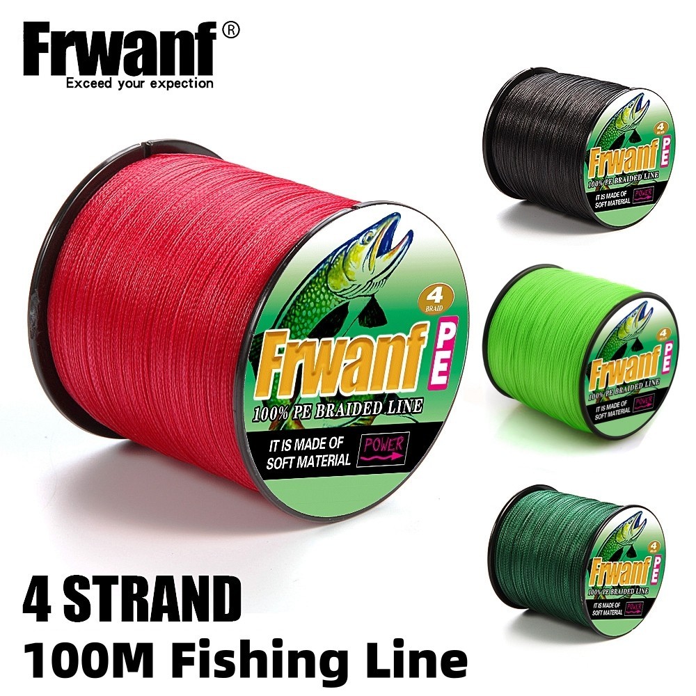 Frwanf 4X PE สายตกปลา 100 เมตร สายถัก Multifilament Line สายลอย 4 เส้น 0.9 กก.-45.3 กก.