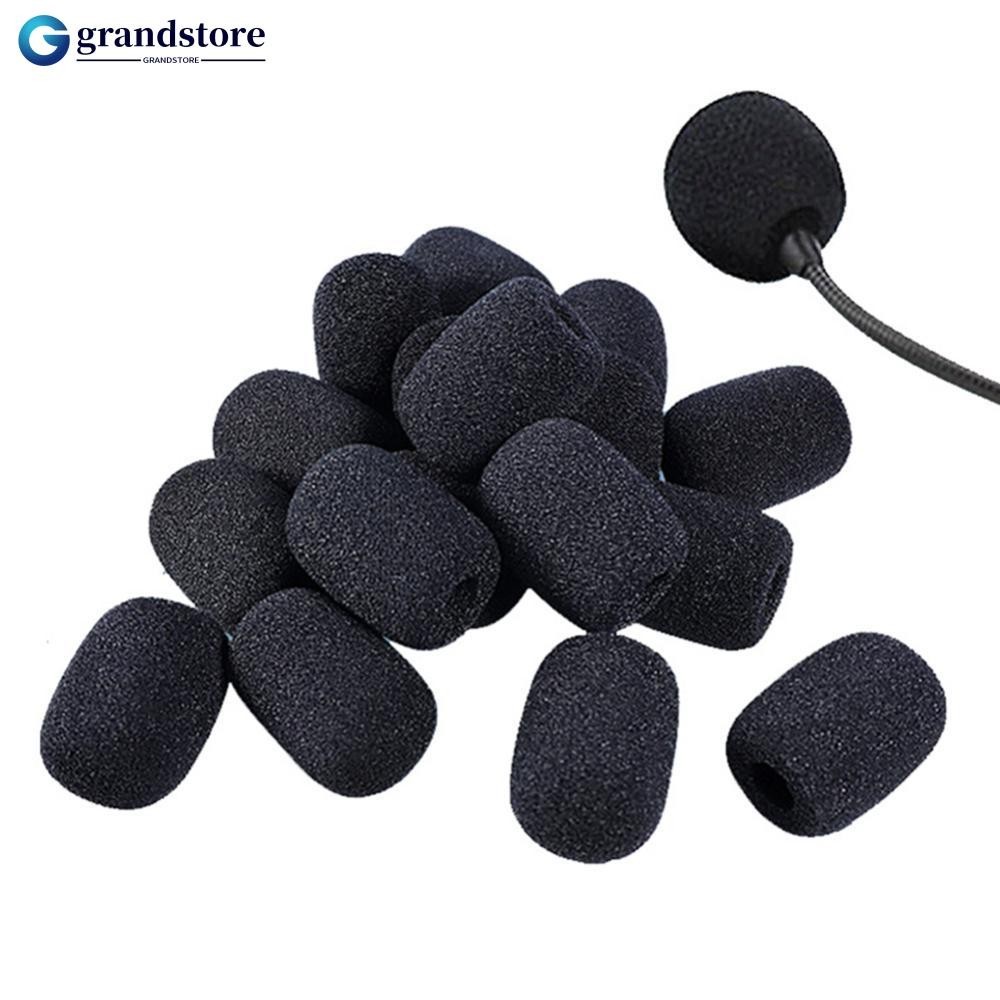 Grandstore 10 ชิ้นสีดํา Mic Protector เปลี่ยนชุดหูฟังโฟมกระจกกระจกฟองน้ําครอบคลุมไมโครโฟนสําหรับการประชุม Mic D2H7