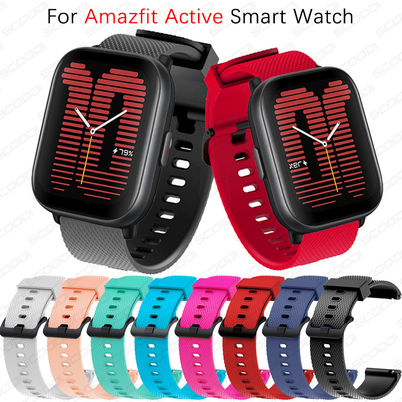 สายนาฬิกาทดแทนซิลิโคนอ่อนนุ่มสําหรับสร้อยข้อมือสมาร์ทวอทช์ Amazfit Active สายรัดระบายอากาศ