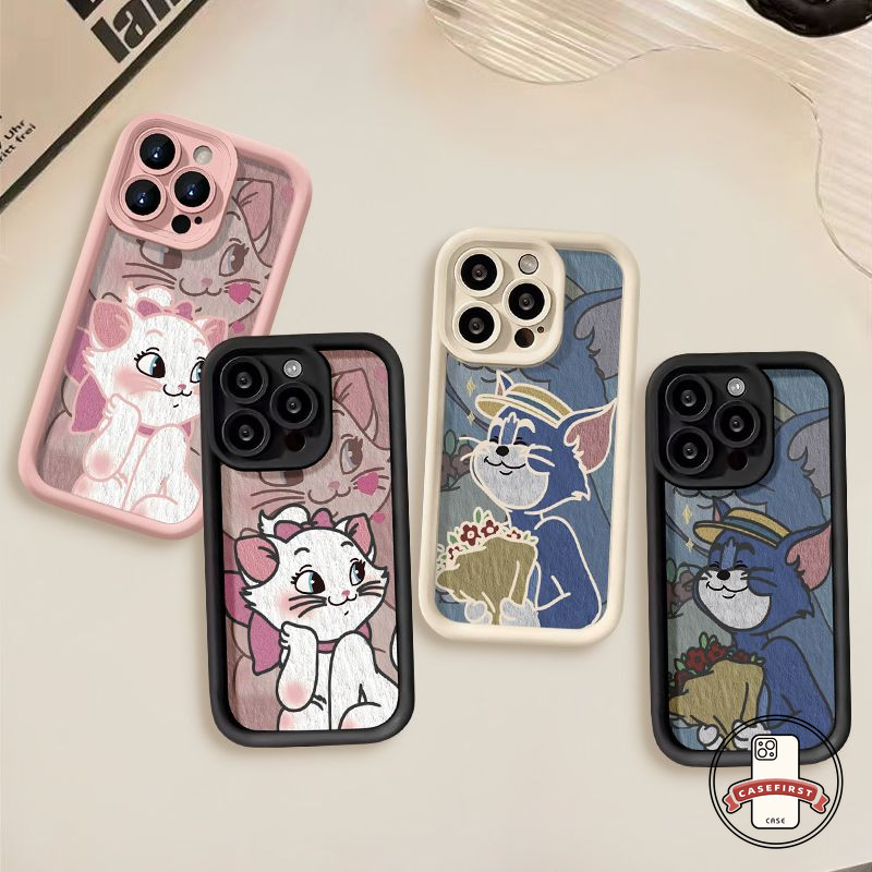 คู่รักการ์ตูนแมวหวานเคสโทรศัพท์อ่อนสำหรับ Oppo A38 A57 A16 A35 A77 A78 A3s A18 A17 A33 A15 A12 A7 A53 A17K A58 A5s A54