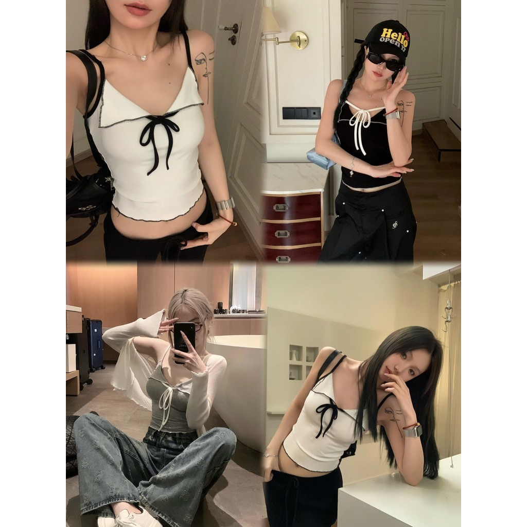Bonnie เสื้อกล้าม คอวี ใส่สบาย มีฟองน้ำ ปลอกคอปลอม เข้ารูป ยืด เสื้อครอ เซ็กซี่ สไตล์ลำลอง #FY13CX75
