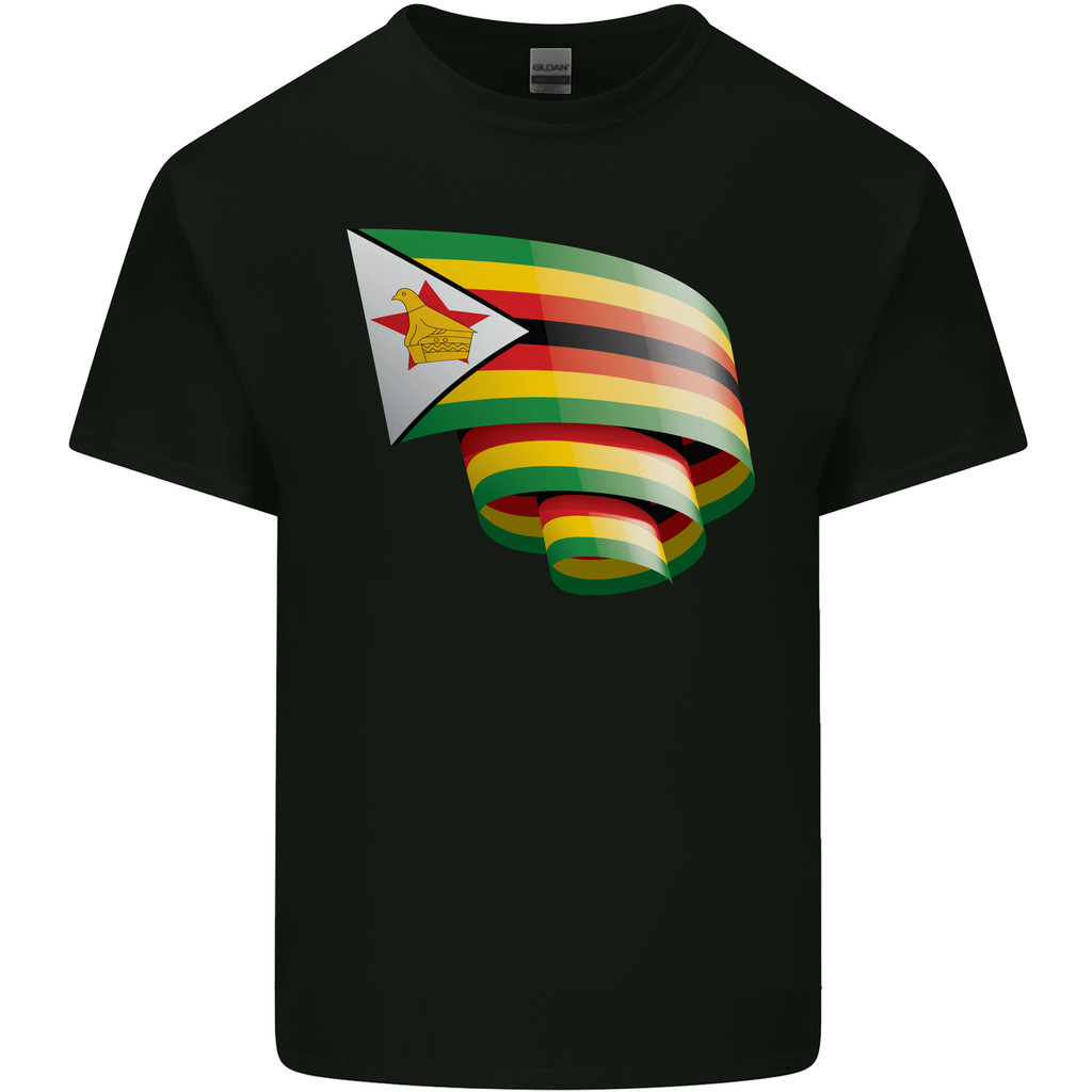 Curled Zimbabwe Flag Zimbunwean Day Football T-Shirt