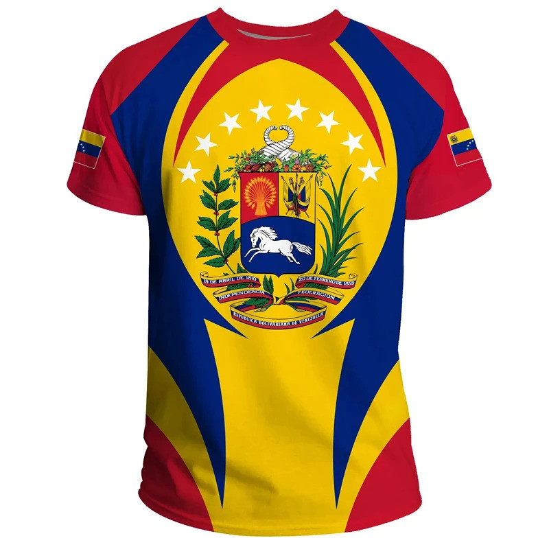 3d พิมพ์ Venezuela ธงเสื้อยืดสําหรับชายฤดูร้อนรอบคอแขนสั้น Tees กีฬา Gym Tops ขนาดใหญ่ Tshirts ชายเส