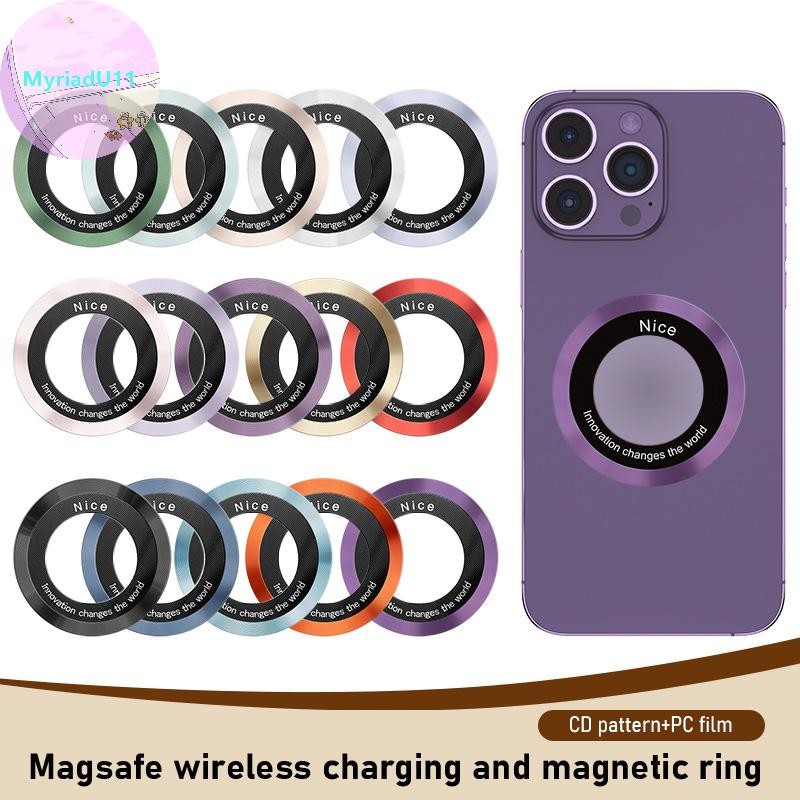 Myriadu สําหรับ Magsafe แผ่นแม่เหล็กแหวน Universal สติกเกอร์โลหะรองรับเครื่องชาร์จไร้สายแผ่นโลหะสําหรับแม่เหล็กผู้ถือรถ TH