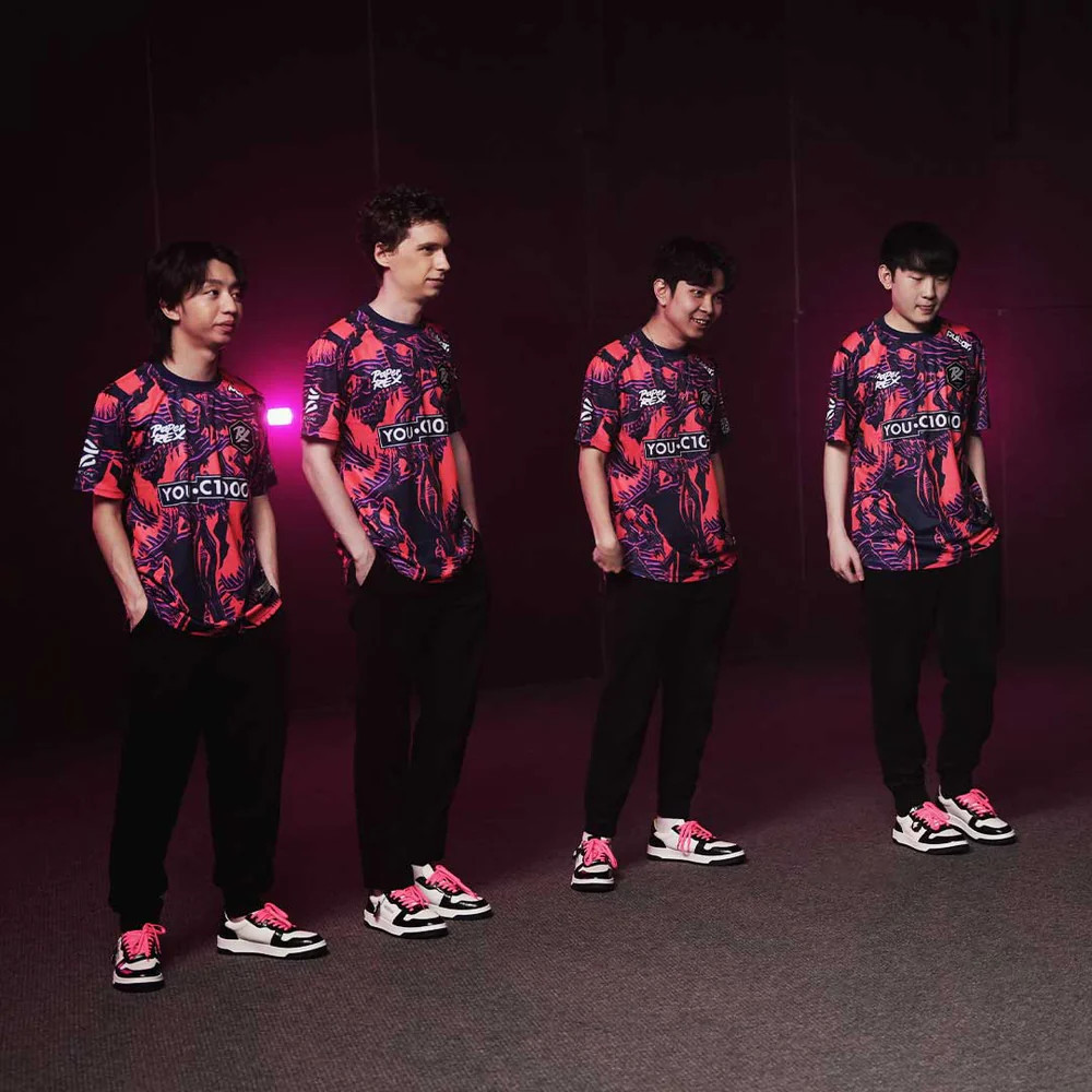 เสื้อ prx อย่างเป็นทางการในโหมดกลางคืน 2024/25 Papier Rex Esports Valorant 3D เสื้อยืดสําหรับการระเห