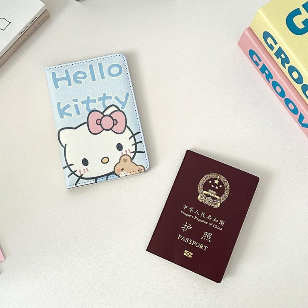 Uumir ปกหนังสือเดินทาง, Hello Kitty PU หนังหนังสือเดินทาง,น่ารัก Multi-function สี่เหลี่ยมผืนผ้ากันน้ําผู้ถือหนังสือเดินทางอุปกรณ์เสริมการเดินทาง