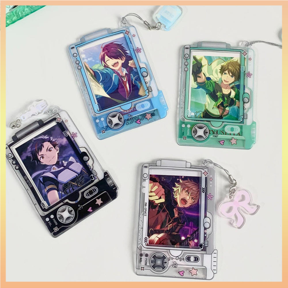3 นิ้ว โฟโต้การ์ด ผู้ถือป้ายอะคริลิโปร่งใสผู้ถือบัตรภาพ ดีวี เครื่องจัดแต่งทรงผม รหัส ผู้ถือบัตรพวงกุญแจแขนป้องกัน