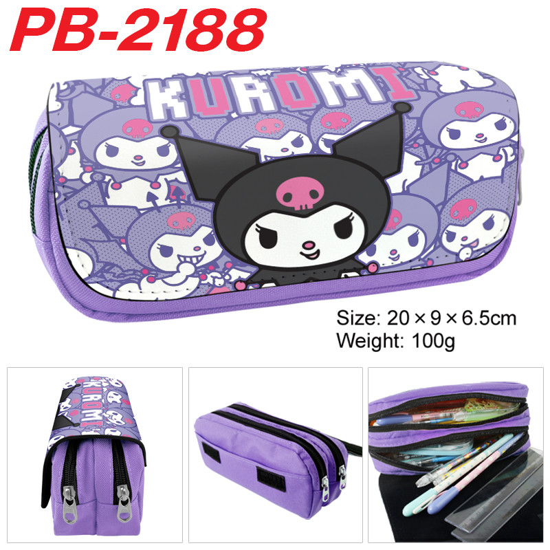 Sanrio Hello Kitty Kuromi การ์ตูนผ้าใบซิปเด็กนักเรียนกล่องดินสอกระเป๋าเครื่องเขียน