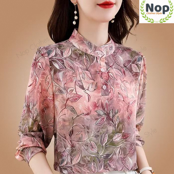 Nop | ฤดูร้อนสินค้าใหม่ผ้าไหมน้ําแข็งเย็นสบายเสื้อสวมหัวแม่สวมเสื้อเสื้อสวมหัวพิมพ์ดิจิตอลบางยืดแฟชั่นครีมกันแดดด้านบนผู้หญิง ราคา ถูกที่สุด ดีลบีเคเค แกลเลอรีภาพที่ 5