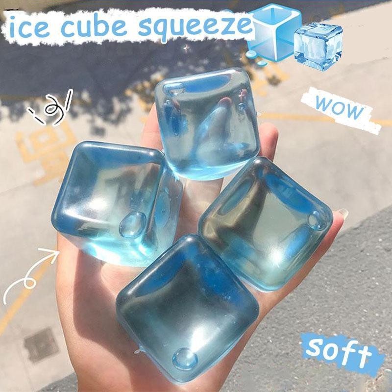 Ice Cube Squishy Pinch ของเล่นรูปร่างสแควร์ลูกบอลออกกําลังกายของเล่นประสาทสัมผัสของเล่นบีบอัดสําหรับ